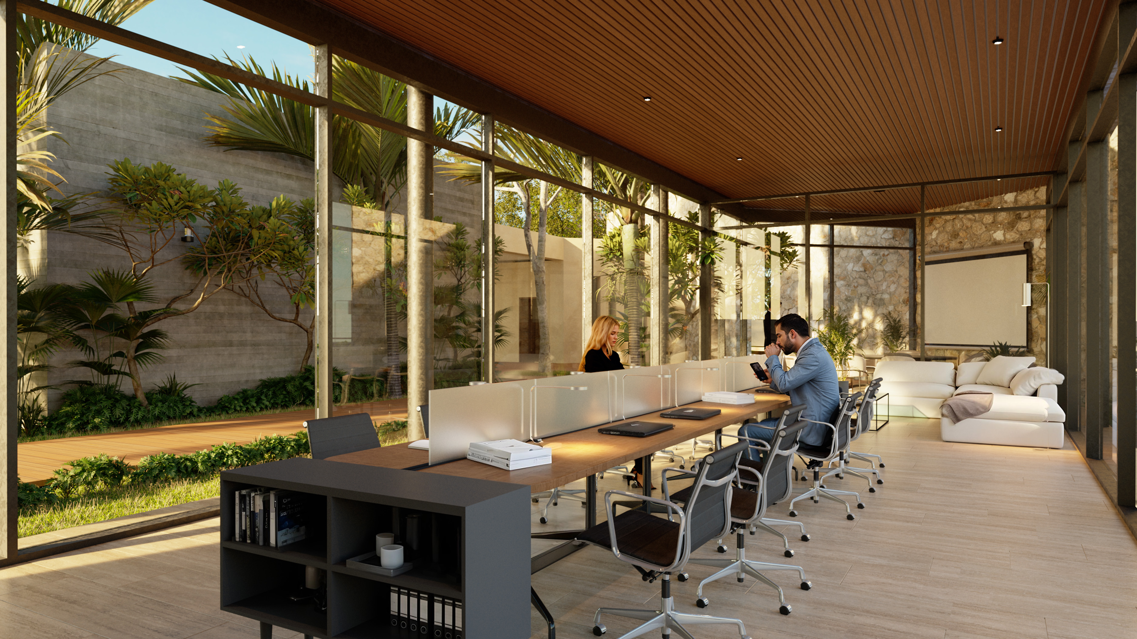 Business Center Augusta at Country Lakes — trabajo con vistas al jardín interior